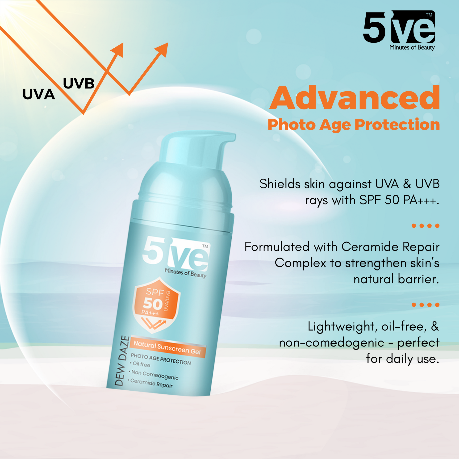 Dew Daze Sunscreen SPF 50 PA+++Gel - 50 ml