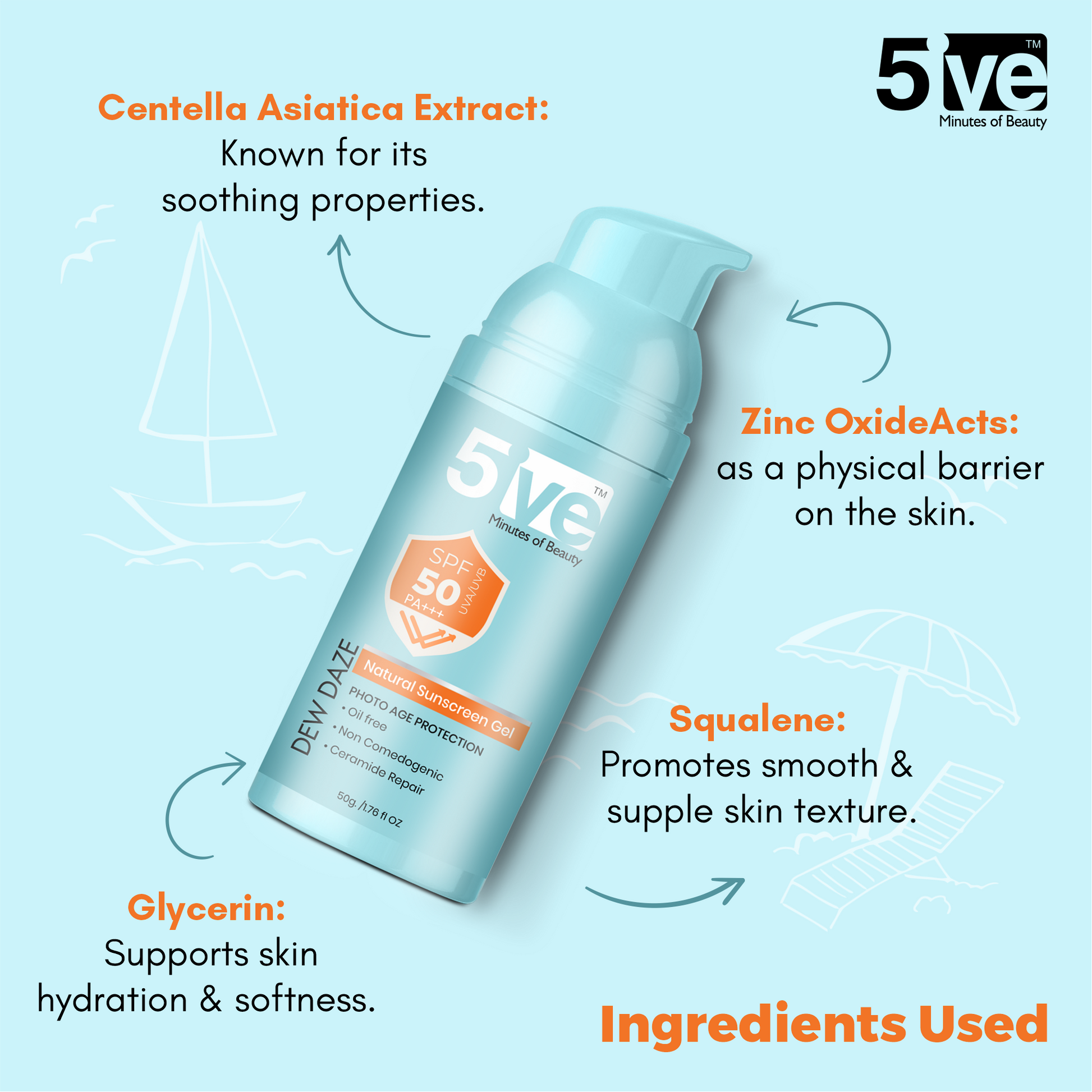 Dew Daze Sunscreen SPF 50 PA+++Gel - 50 ml