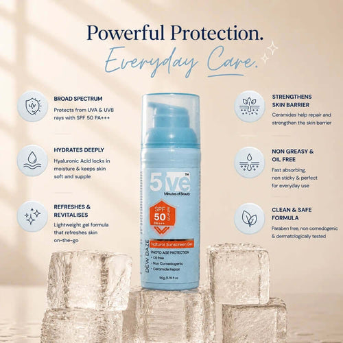 Dew Daze Sunscreen SPF 50 PA+++Gel - 50 ml