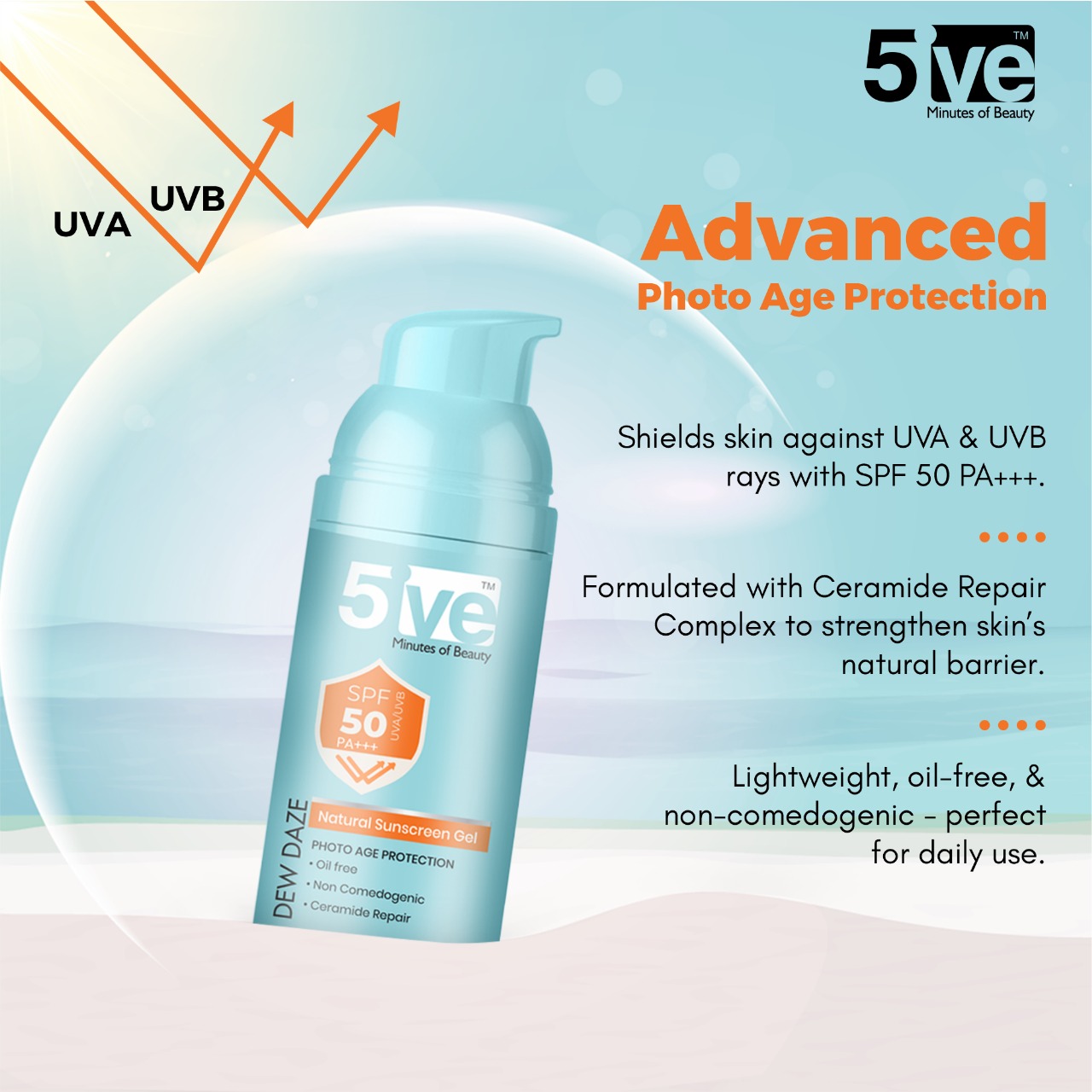 5ive Dewdaze Sunscreen gel spf 50pa +++ 50g